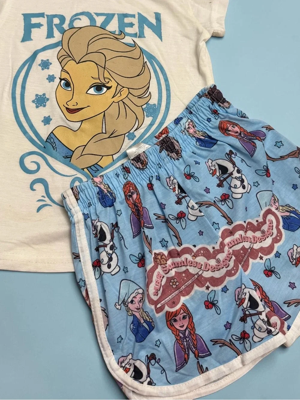 Disney Frozen Elsa & Anna Pajama Set - Blue & White